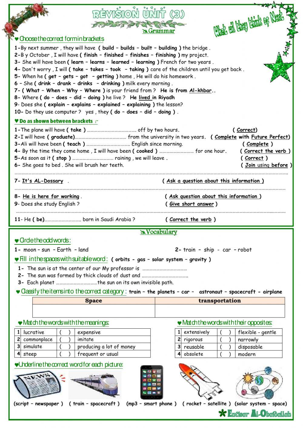 MG5 Unit 3 Revision MG5 Unit 3 Revision