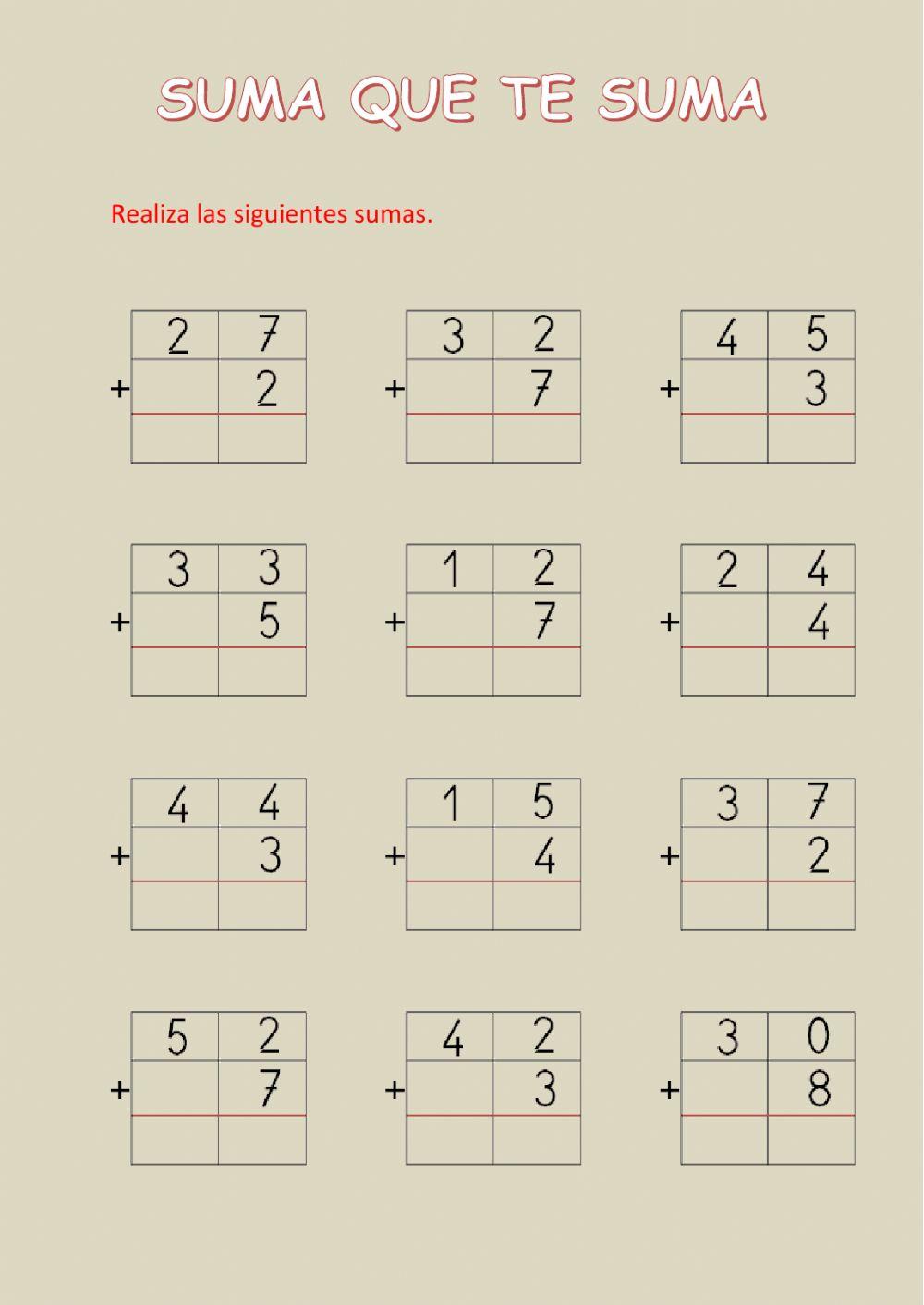 Sumas sin llevadas hasta el 59