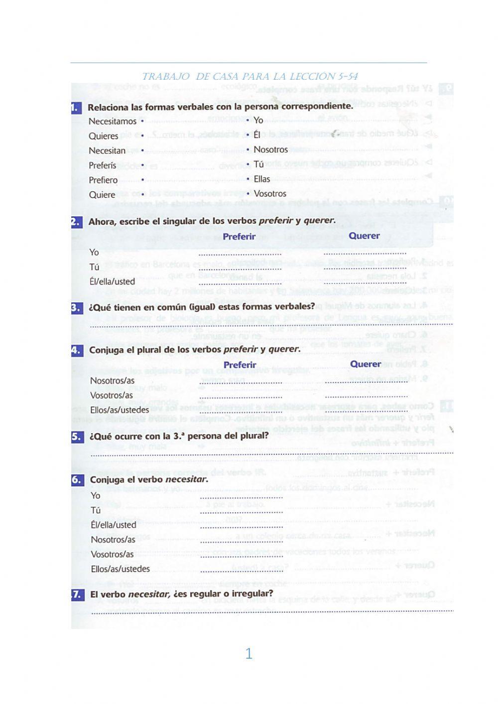 Trabajo de casa para la clase 5 54