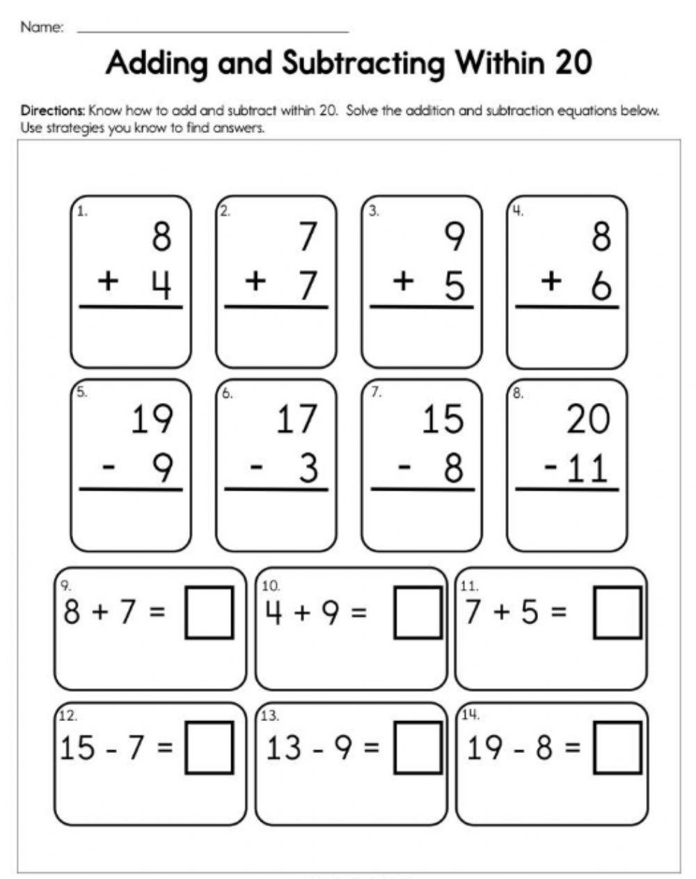 Add And Sub Worksheet