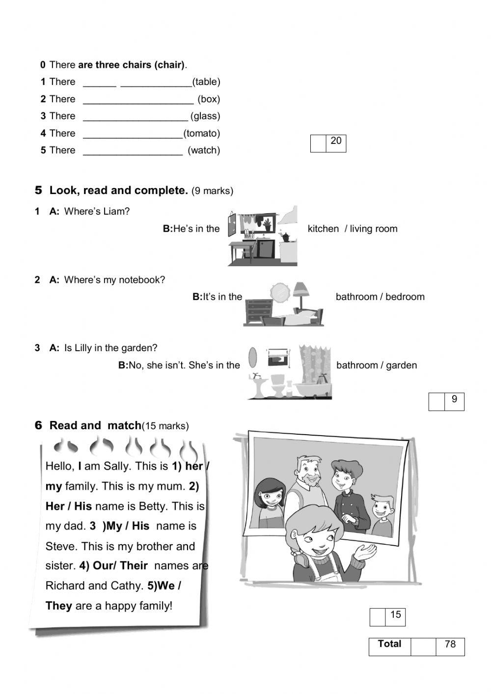 There is.There are.Numbers.Possessive adjectives