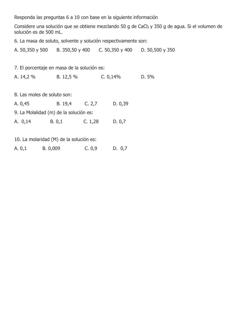 Estequiometria y disoluciones