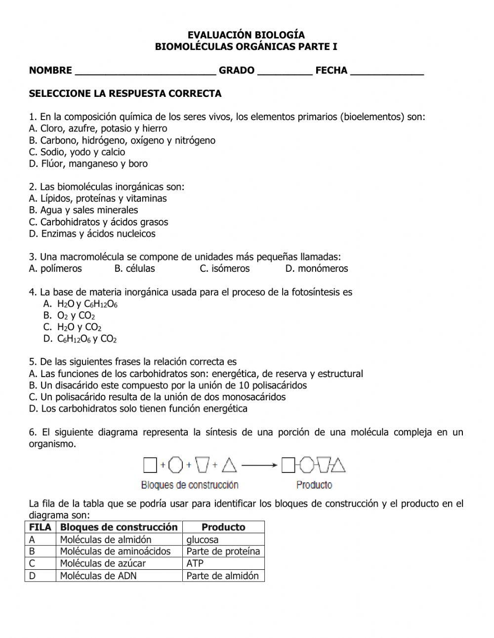 Metabolismo y biomoléculas