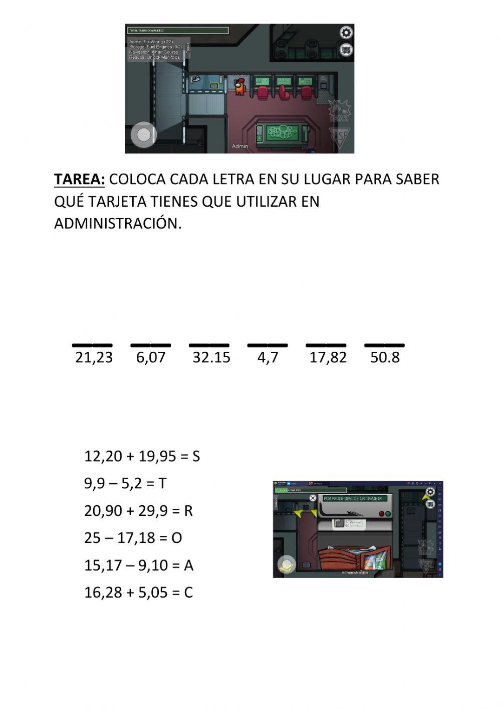 Decimales con Among Us