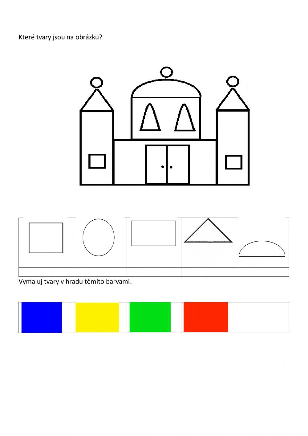 Pracovní list - poznávání barev a tvarů