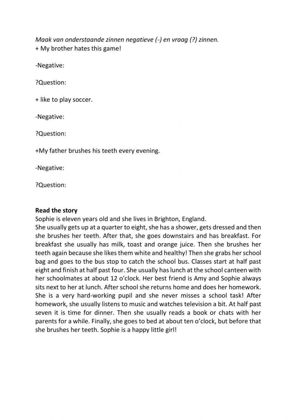 Present Simple daily routine worksheet | Live Worksheets