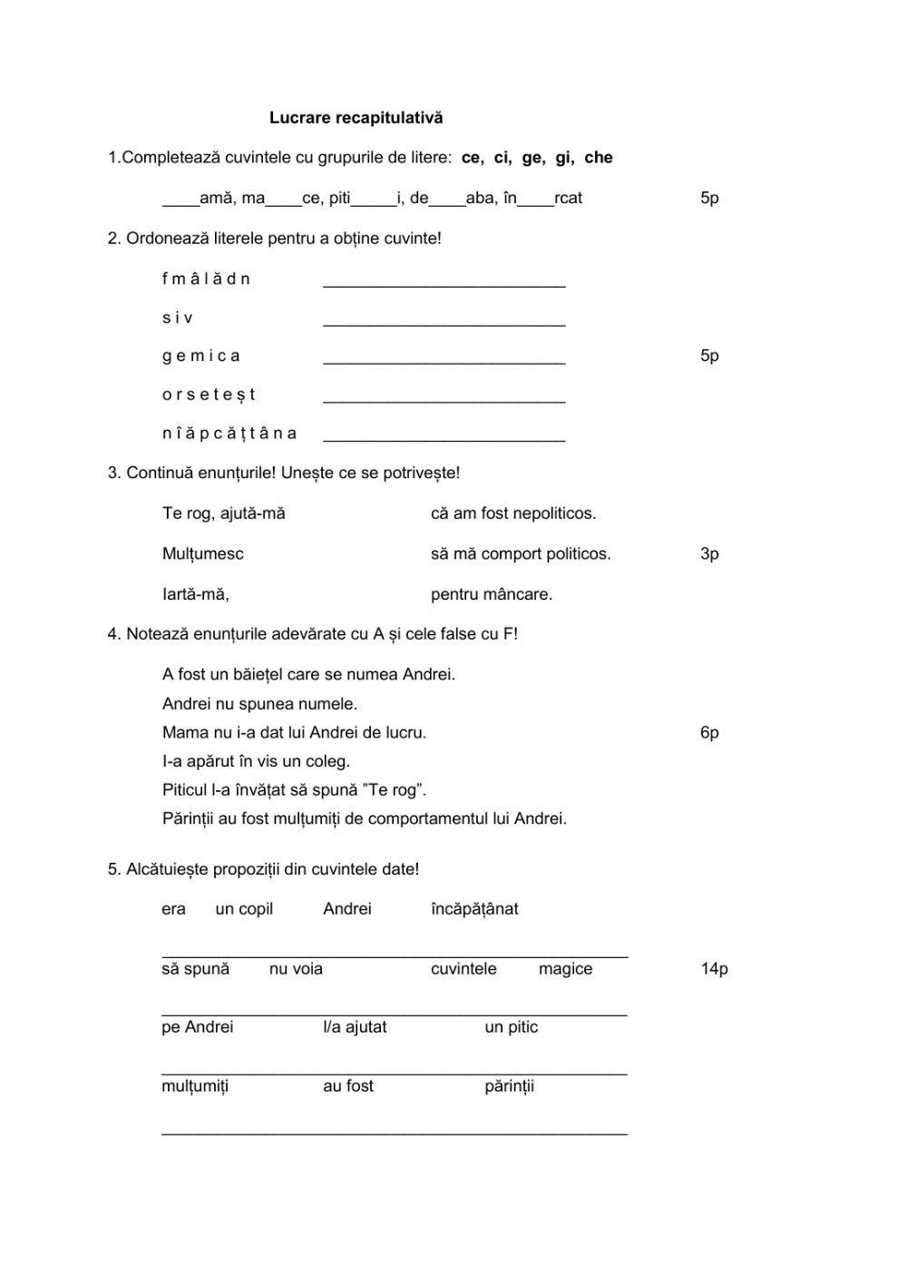 Lucrare Andrei și piticul