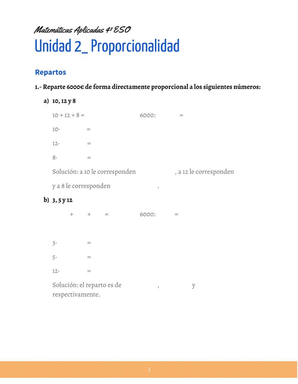 Repartos proporcionales