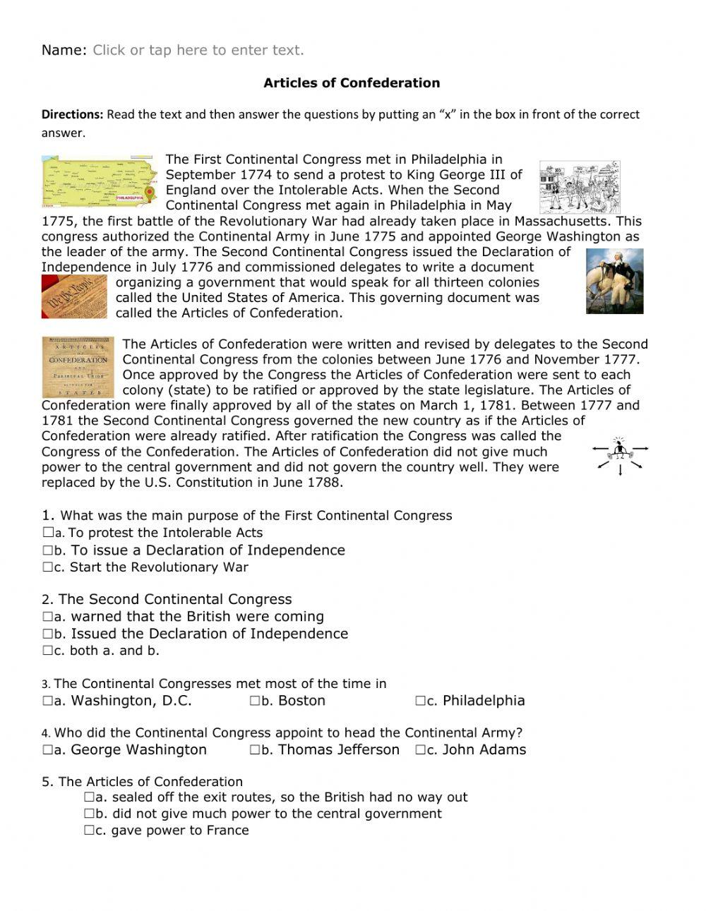 Articles of Confederation text only