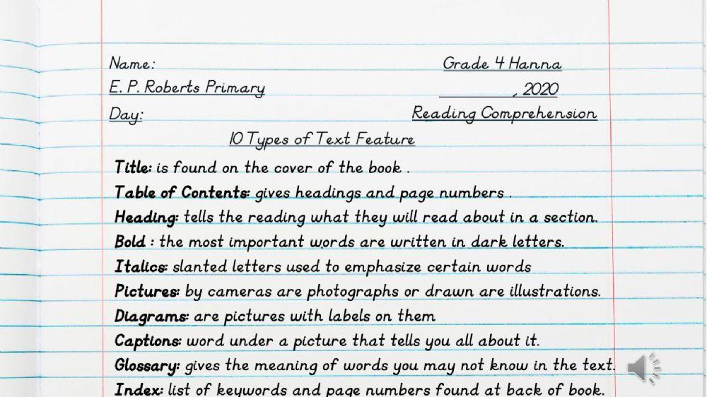 Grade 4 Hanna 2020 Class notes