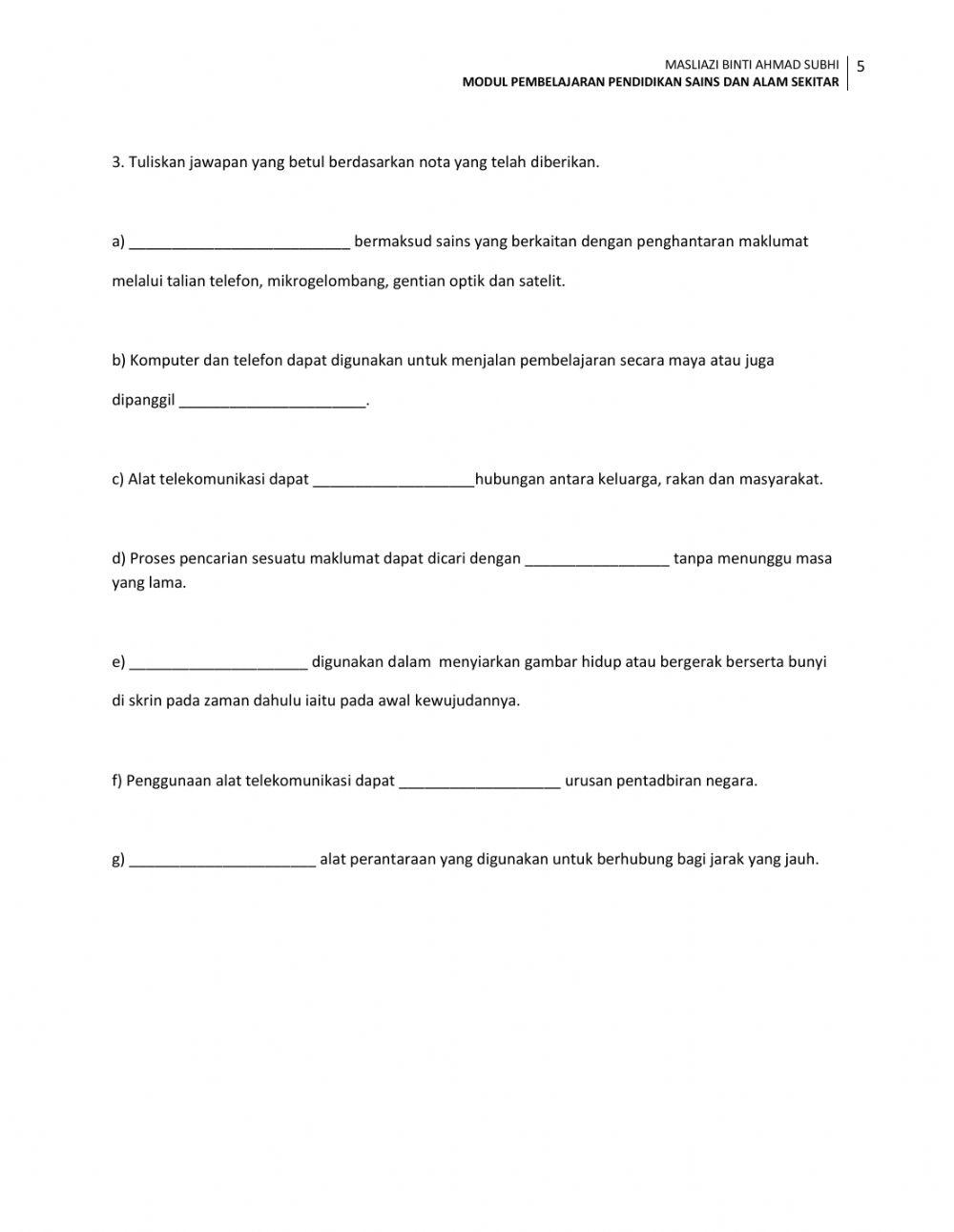 Unit 5: Malaysia Maju (Alat Telekomunikasi)