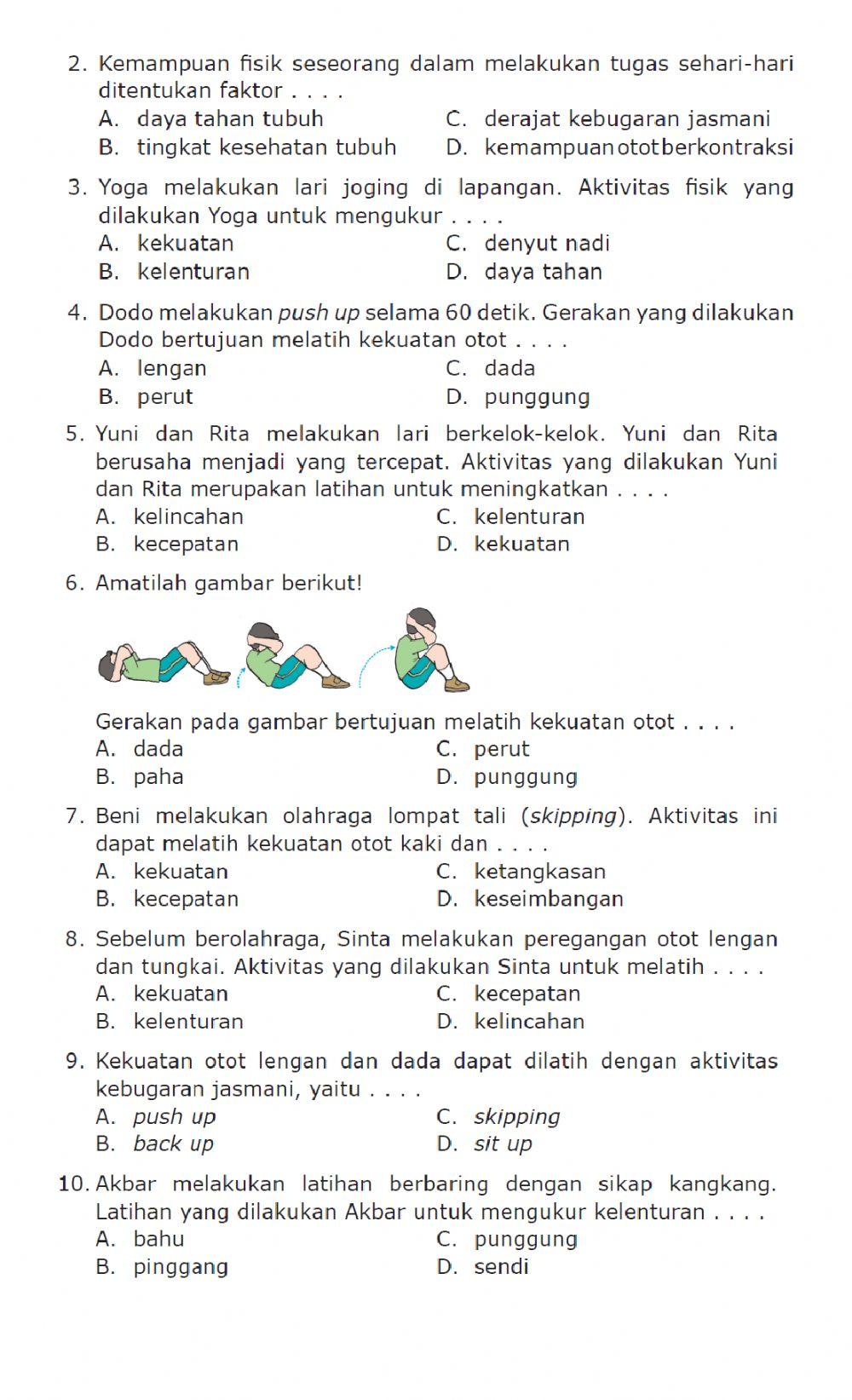 Soal ujian penjas kelas 6 semester 1