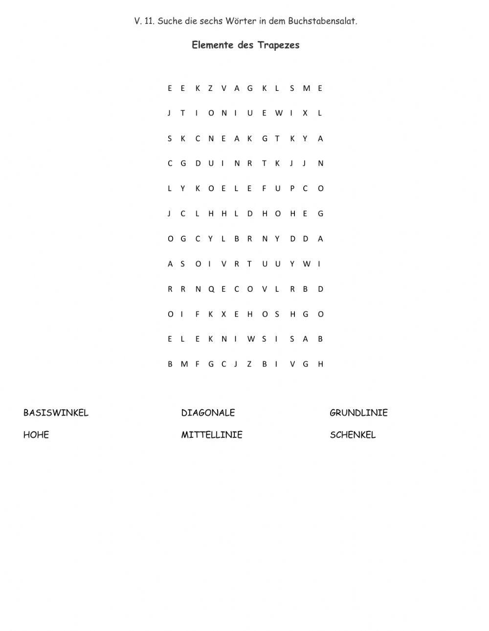 Flächeninhalte und Elemente der Vierecke