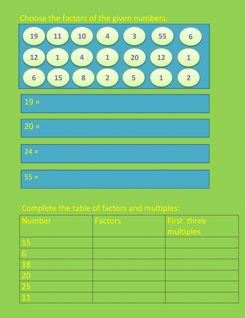 Factors and Multiples