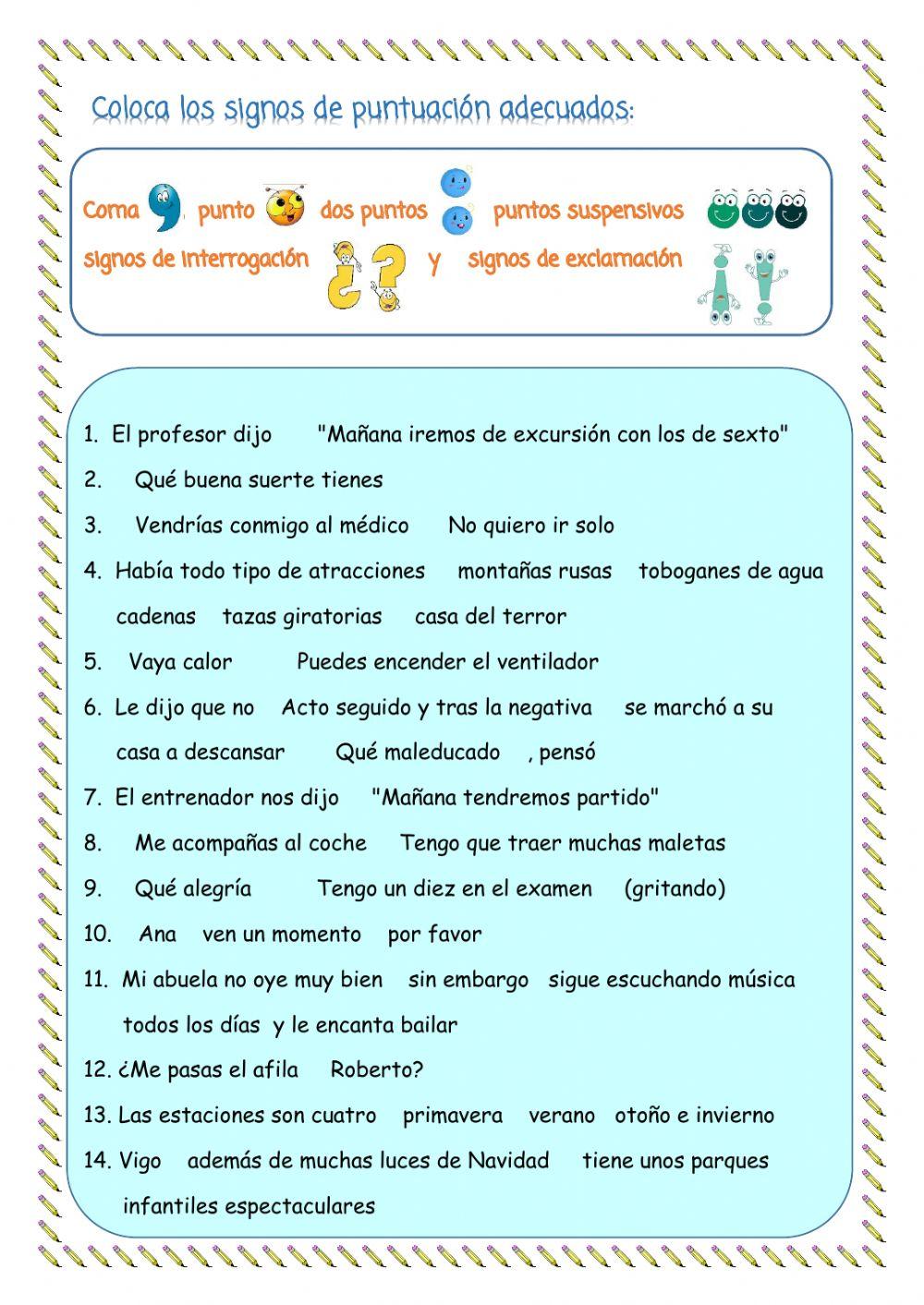 Signos de Puntuación. Test completo