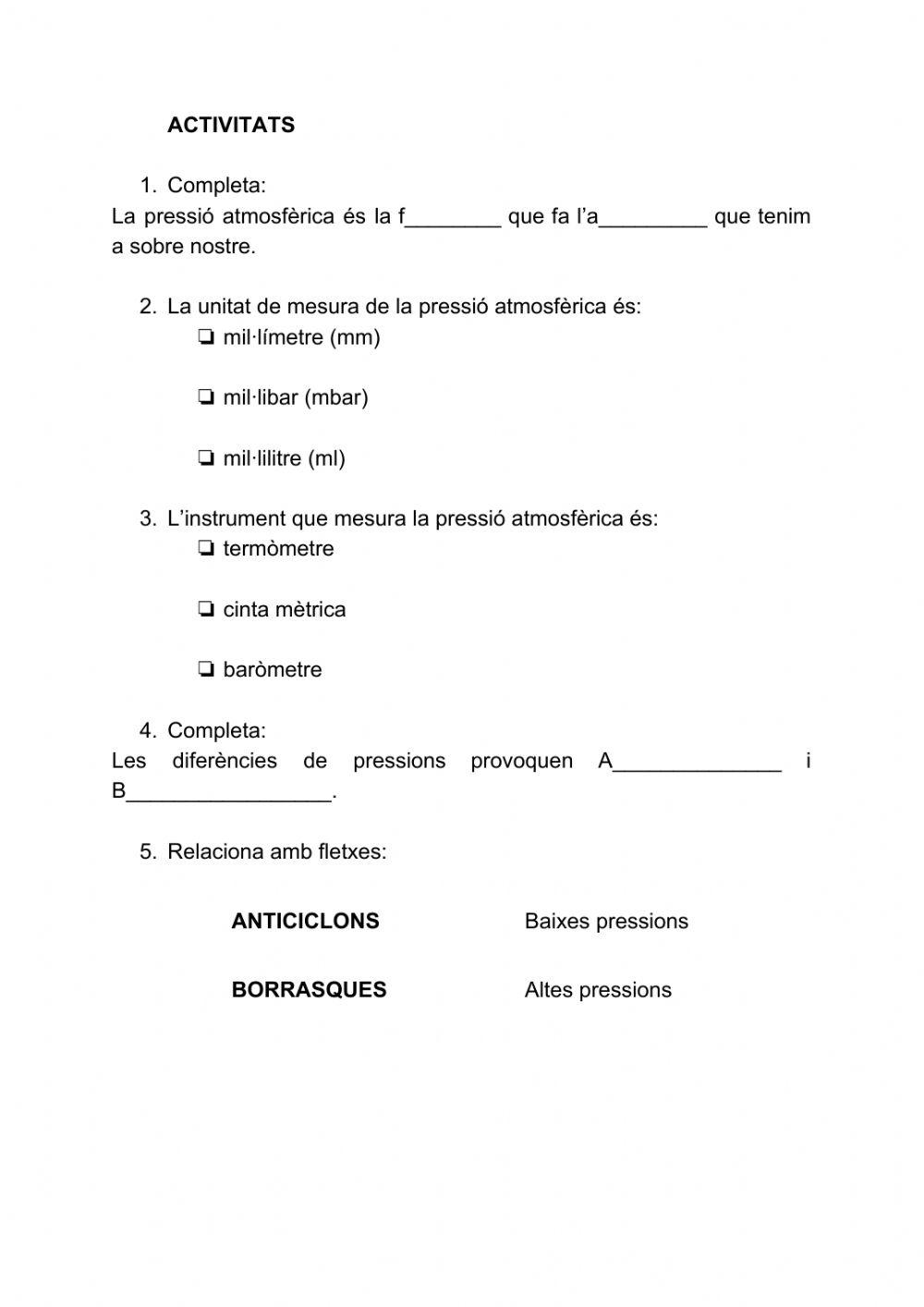 La pressió atmosfèrica