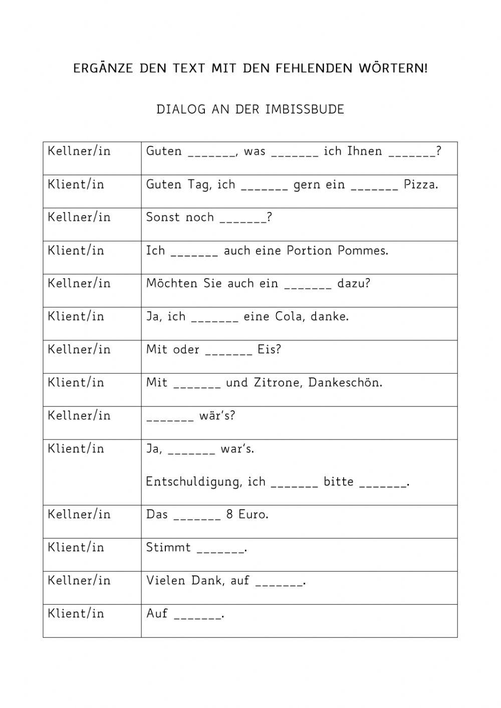 Dialog an der imbissbude