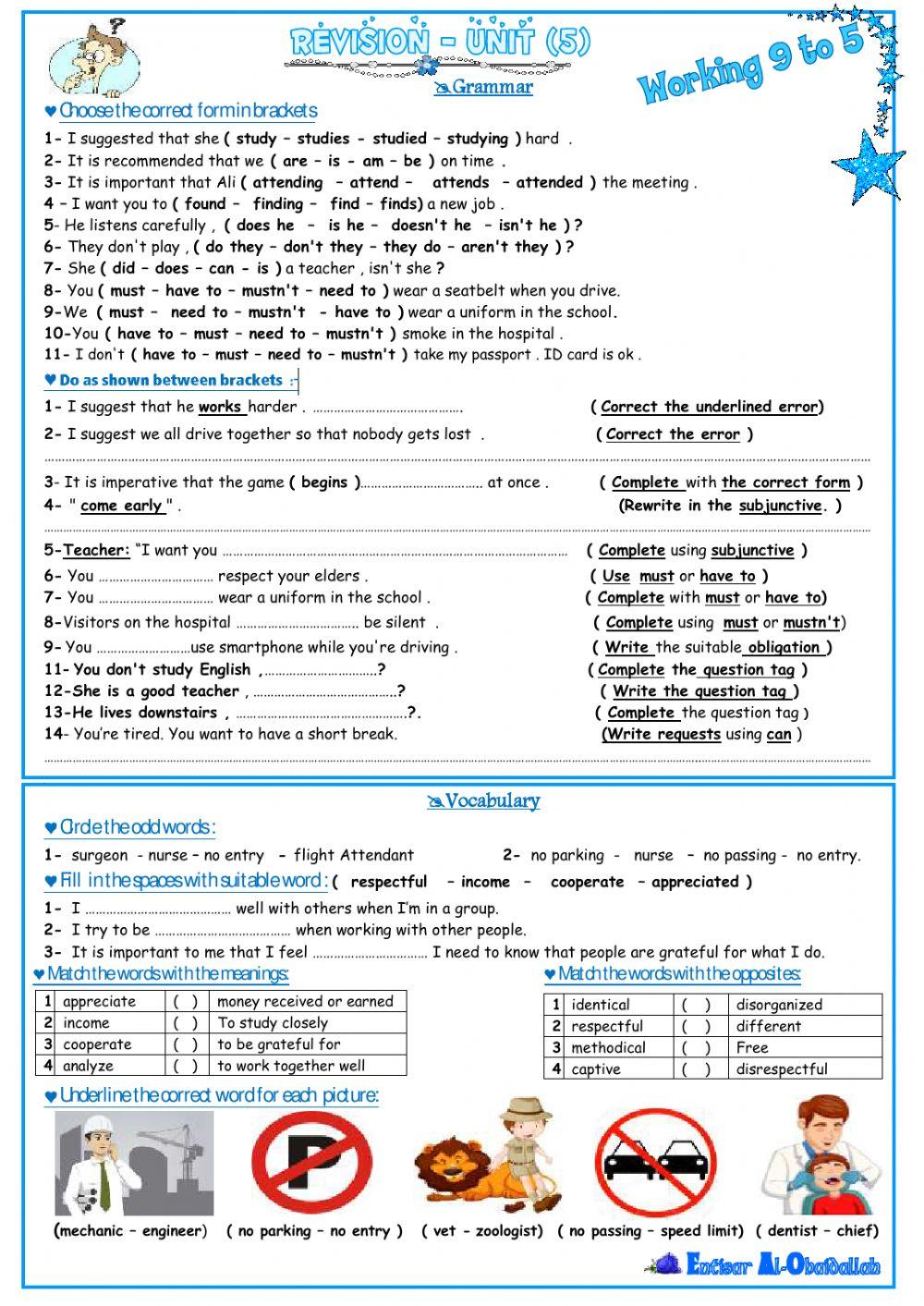 MG3 Unit 5 Revision MG3 Unit 5 Revision