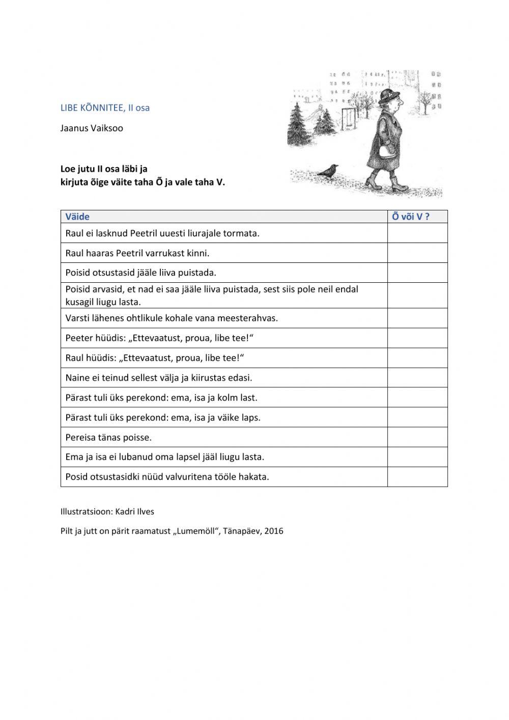 Lugemisül J. Vaiksoo -Libe kõnnitee- kohta