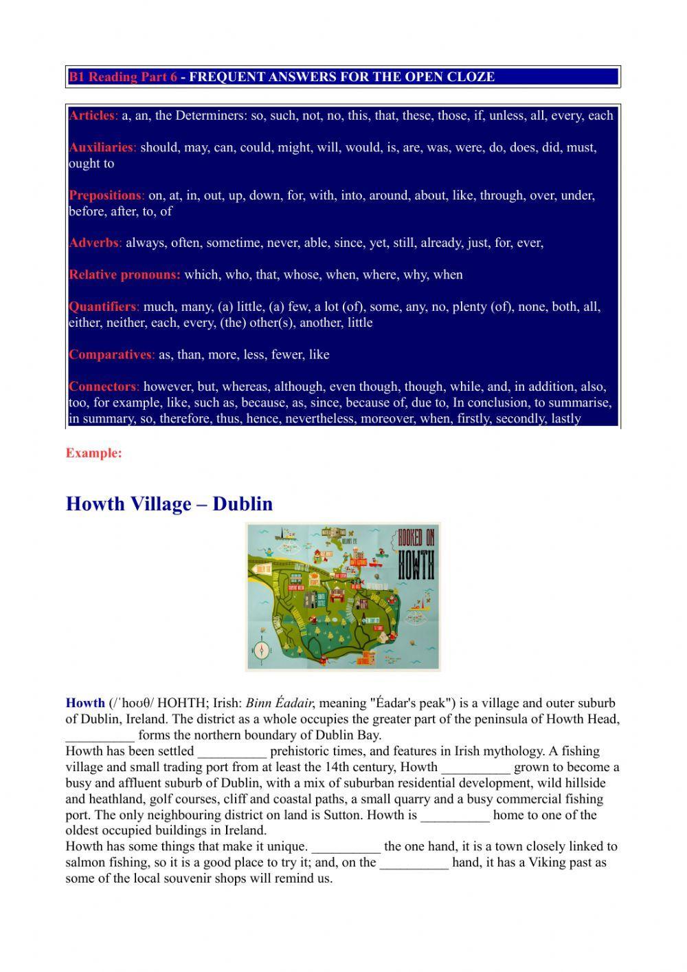 B1 Reading Part 6 - Howth Village – Dublin