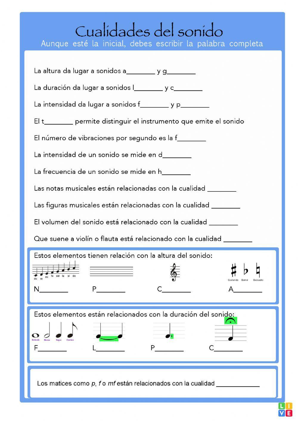 Cualidades del sonido - Preguntas