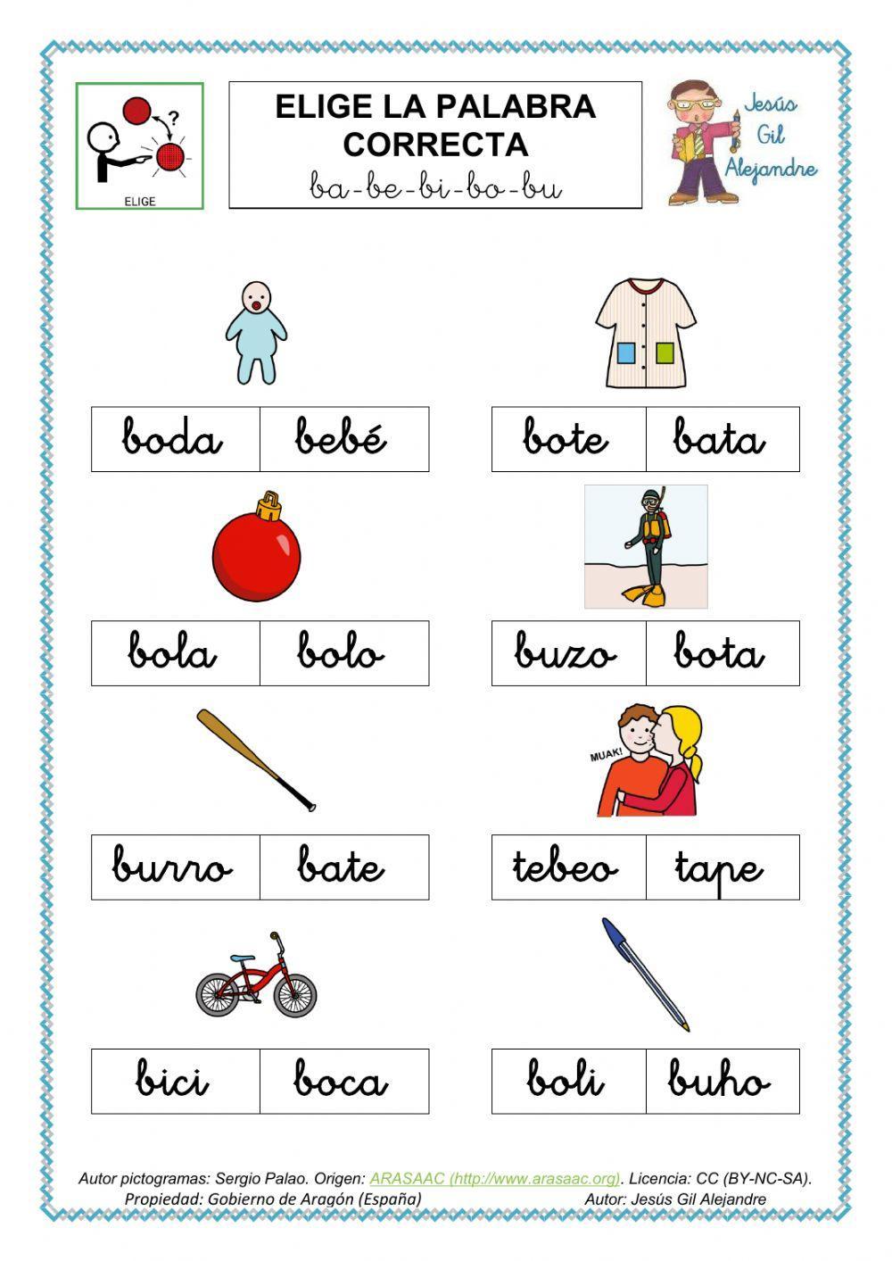 Elige la palabra correcta con BA BE BI BO BU