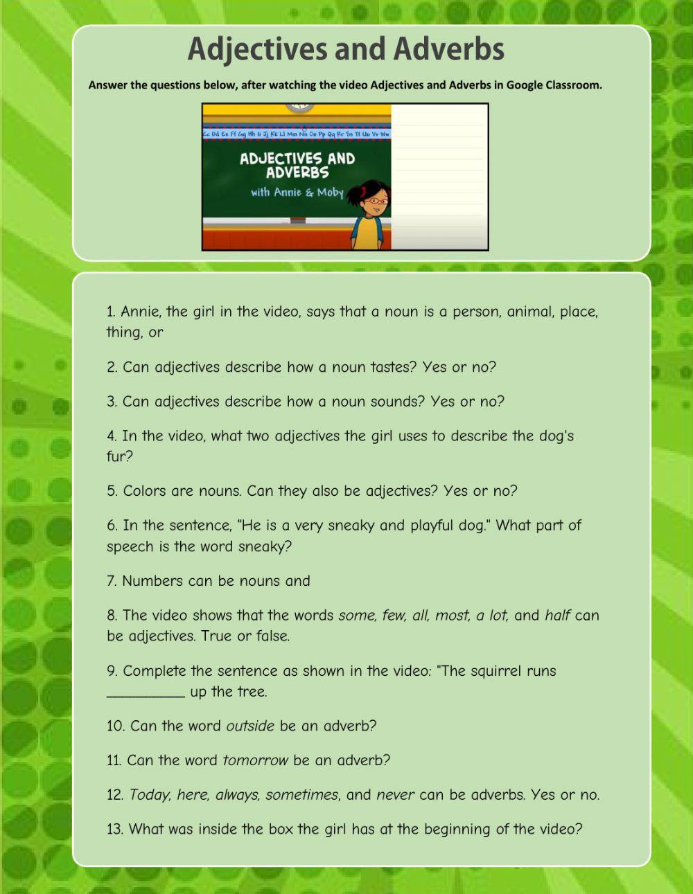 Adverbs and Adjectives - BrainPop