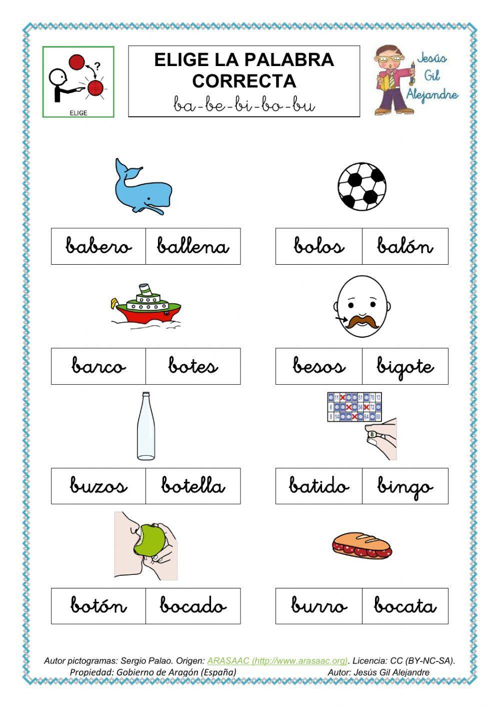 Elige la palabra correcta con BA BE BI BO BU