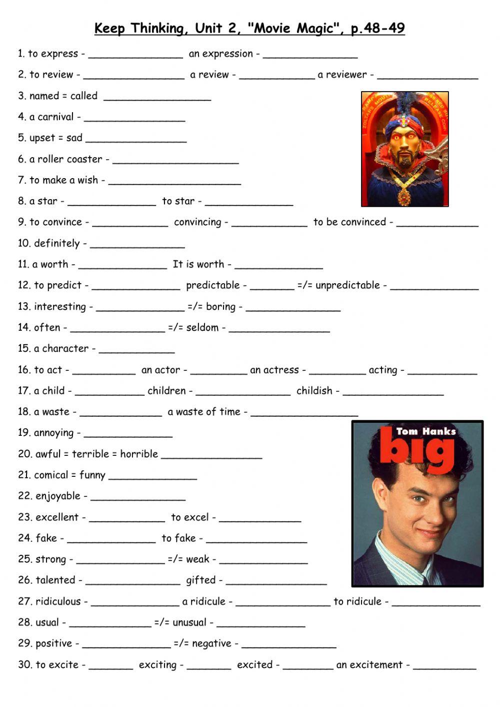 Keep Thinking -Movie Magic- p.48-49, Vocabulary