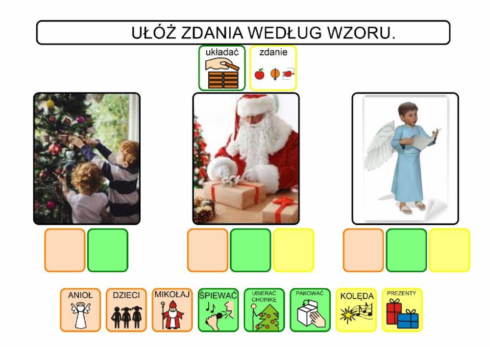Boże Narodzenie układanie zdań symbole