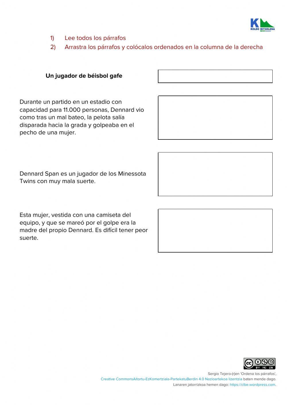 Ordena los párrafos II