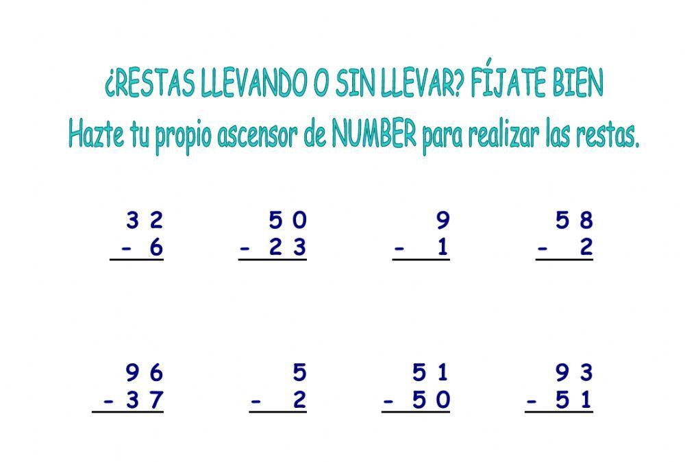 Sustracciones con desagrupacion