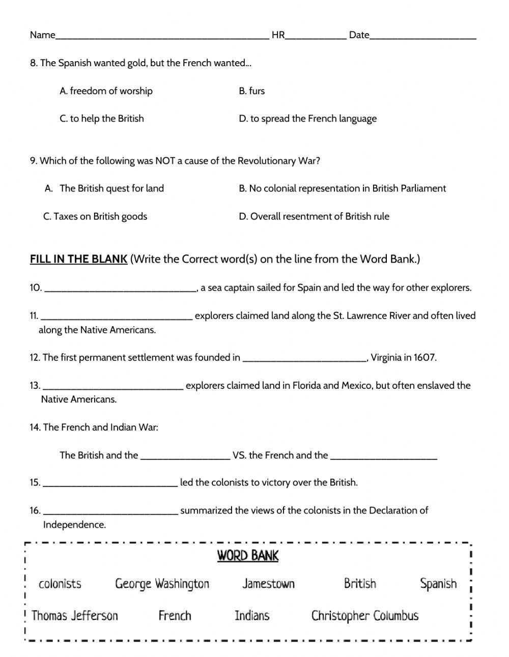 Chapter 2 section 1 quiz the arrival of the europeans online exercise
