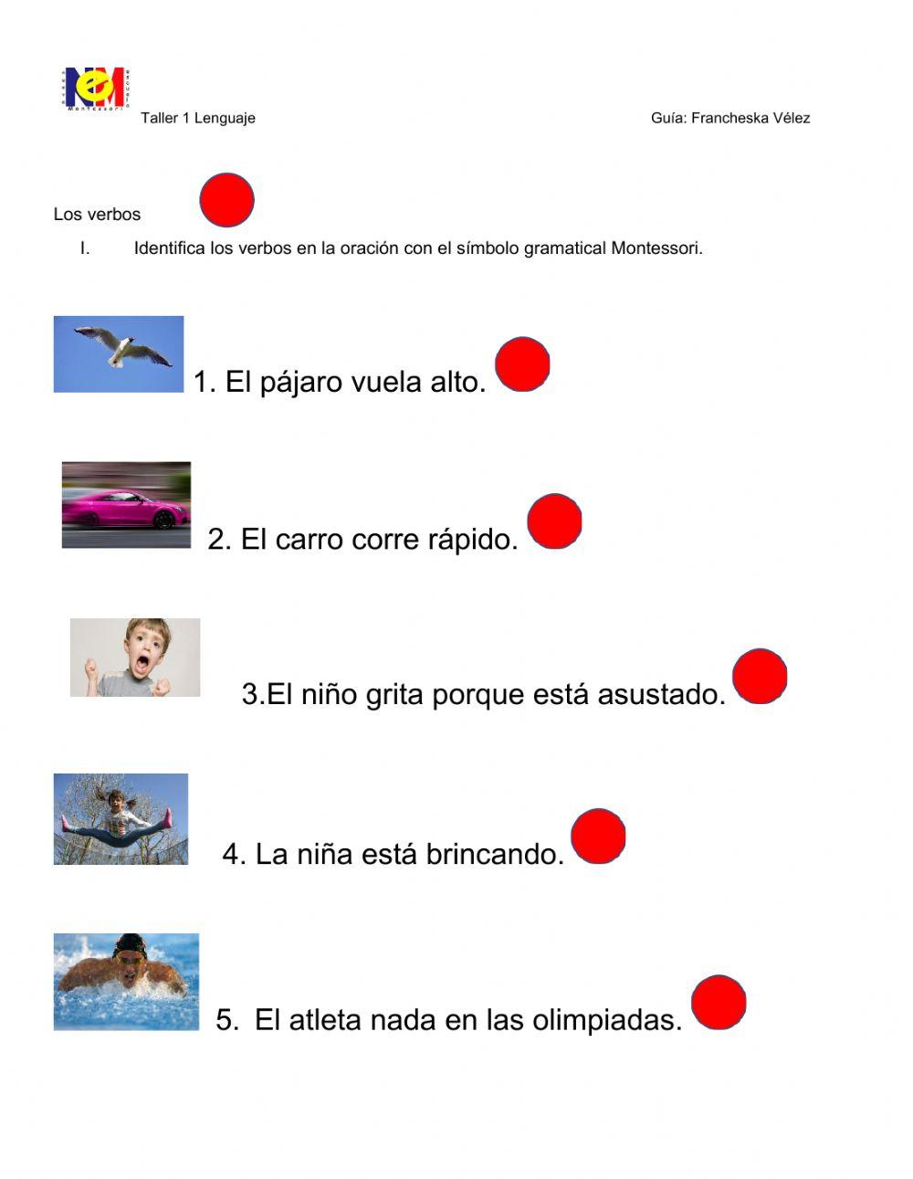 Verbos signo gramatical Montessori