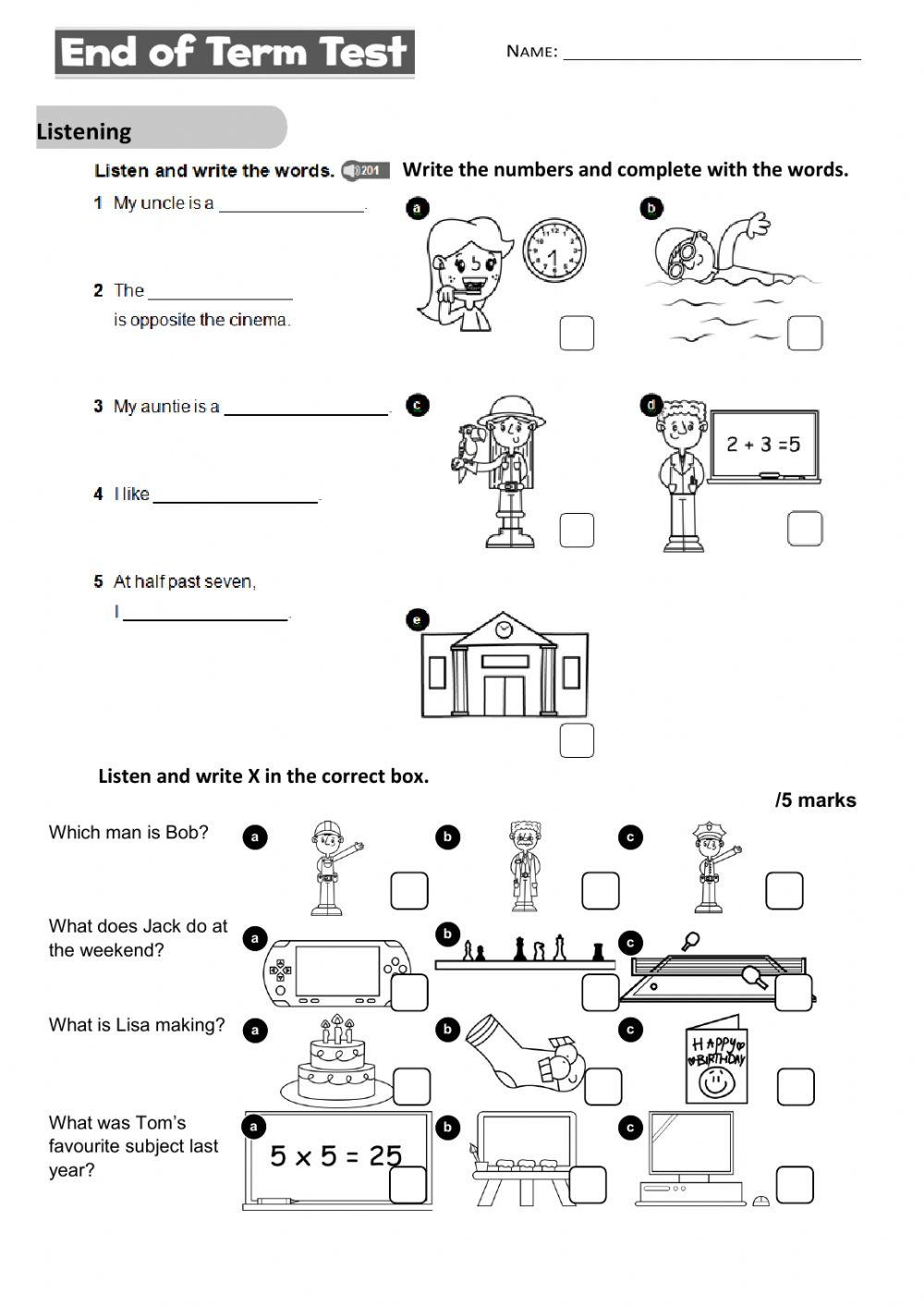 Beginner Kids 2020 Listening and Reading