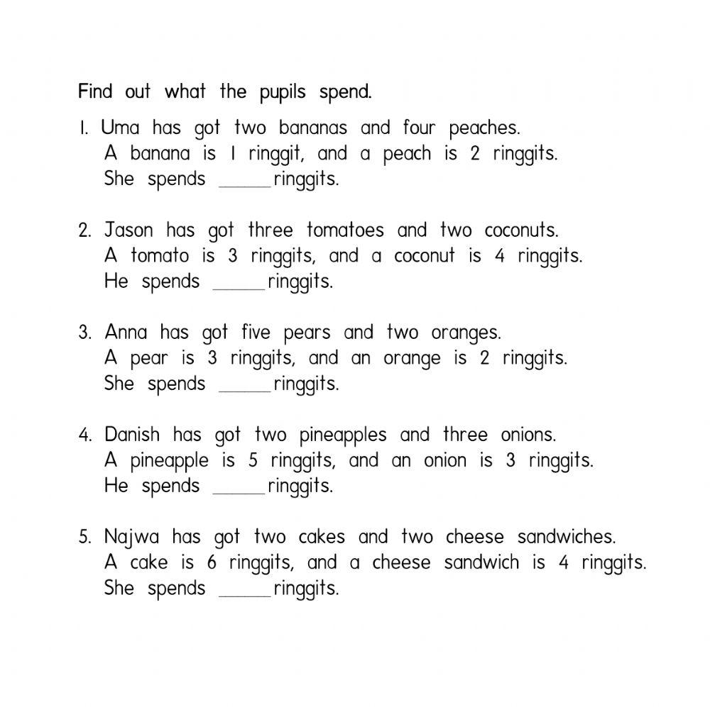 Unit 4-Find out what the pupils spend.