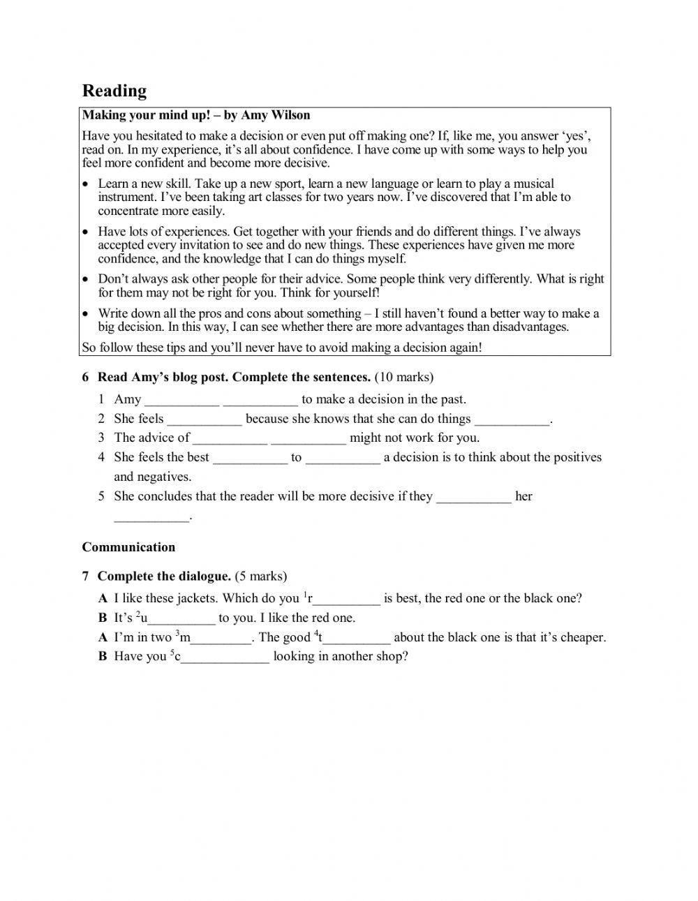 English Plus 4. Unit 2.Test