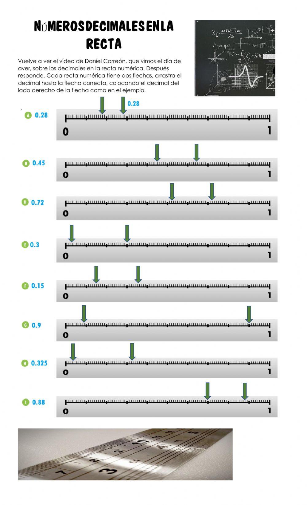 Números decimales en la recta