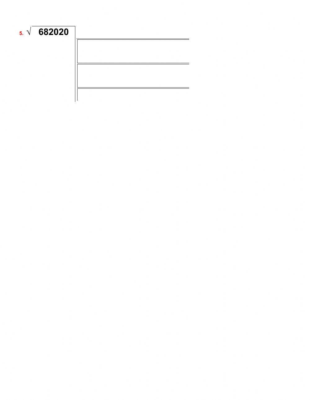 EJERCICIOS DE RAÍZ CUADRADA 6 cifras y resto