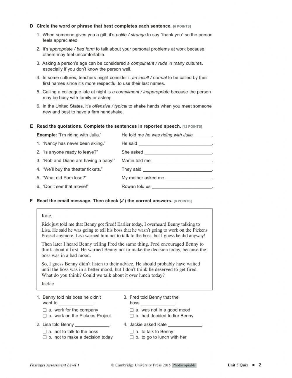 Unit 5 quiz Passages 1