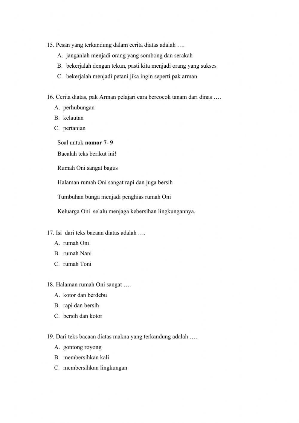 Soal PAS I B.Indonesia