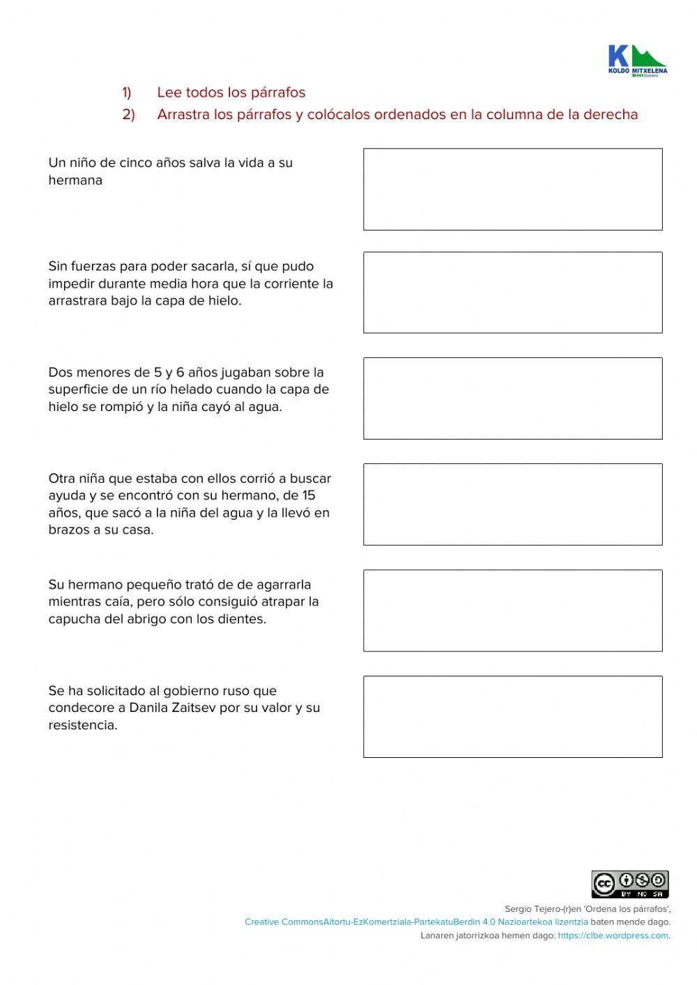 Ordena los párrafos VII