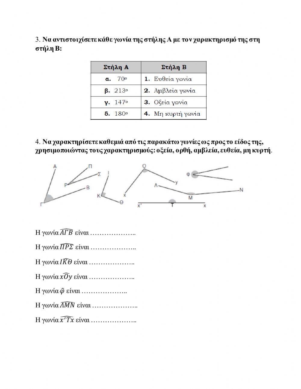 Ειδη γωνιων