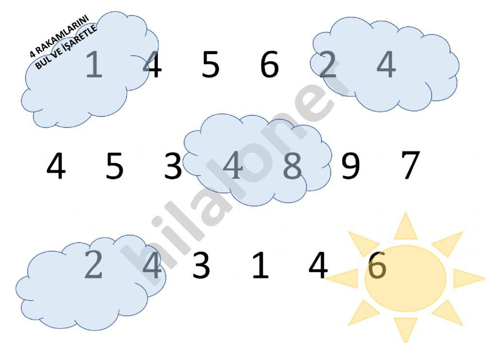 4 rakamı ile 3 sayfa çalışma