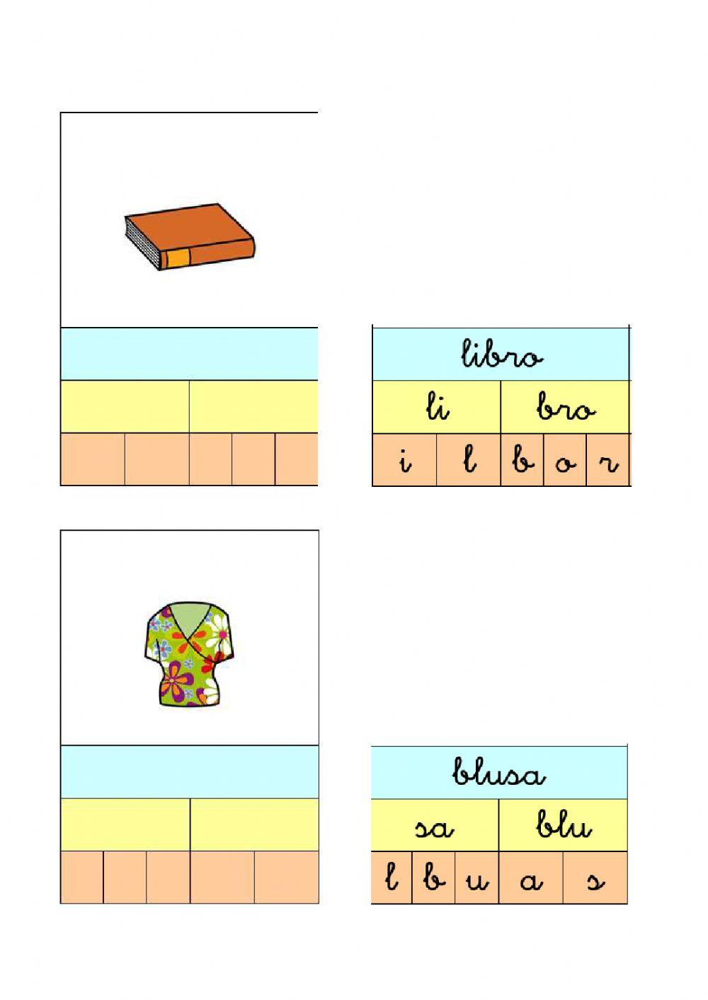 Palabras con sílabas trabadas.