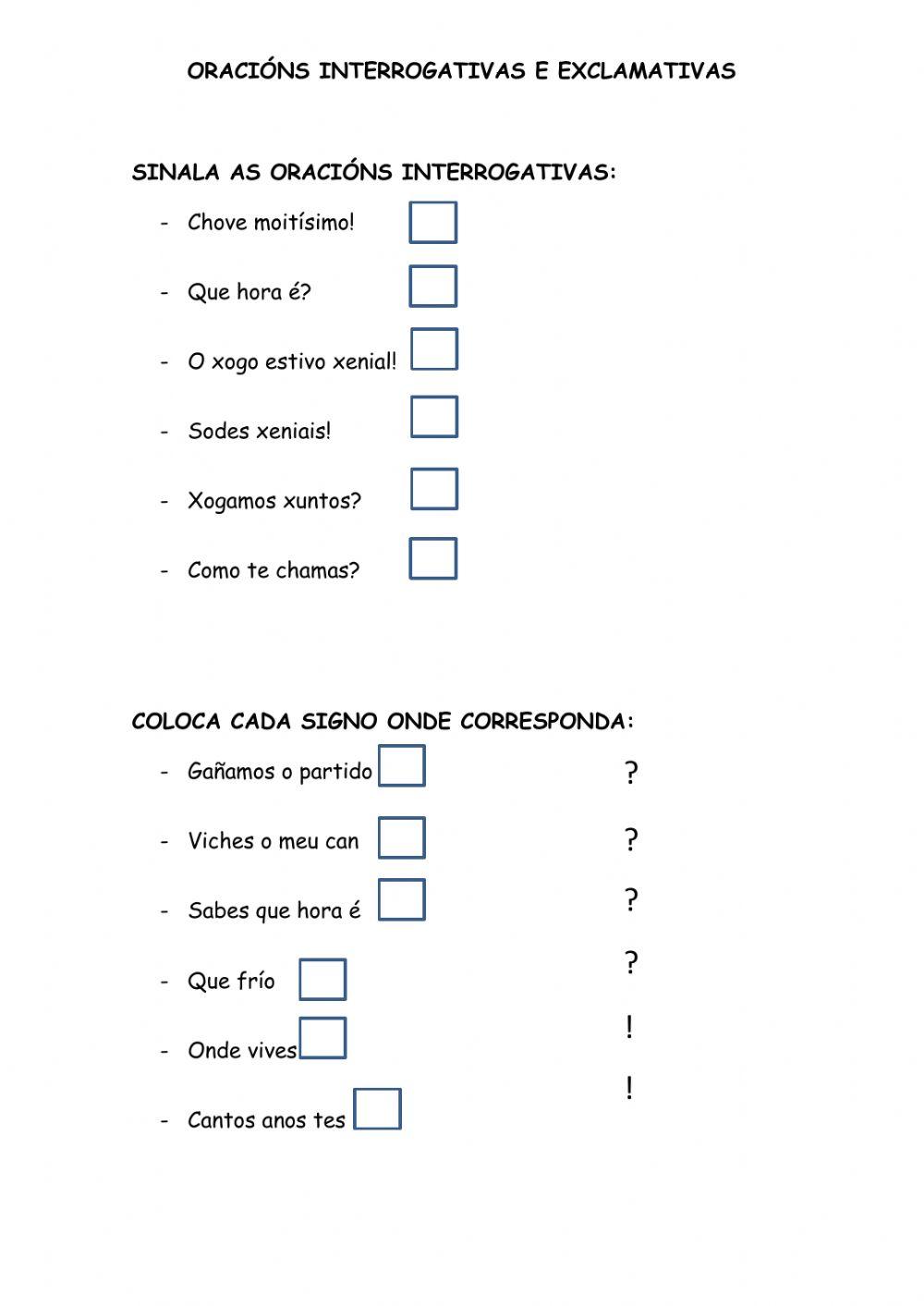 Oracións interrogativas e exclamativas Oracións interrogativas e exclamativas