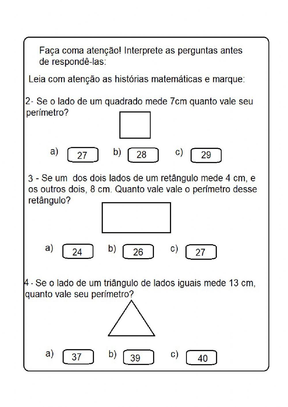 Perímetro de figuras geométricas