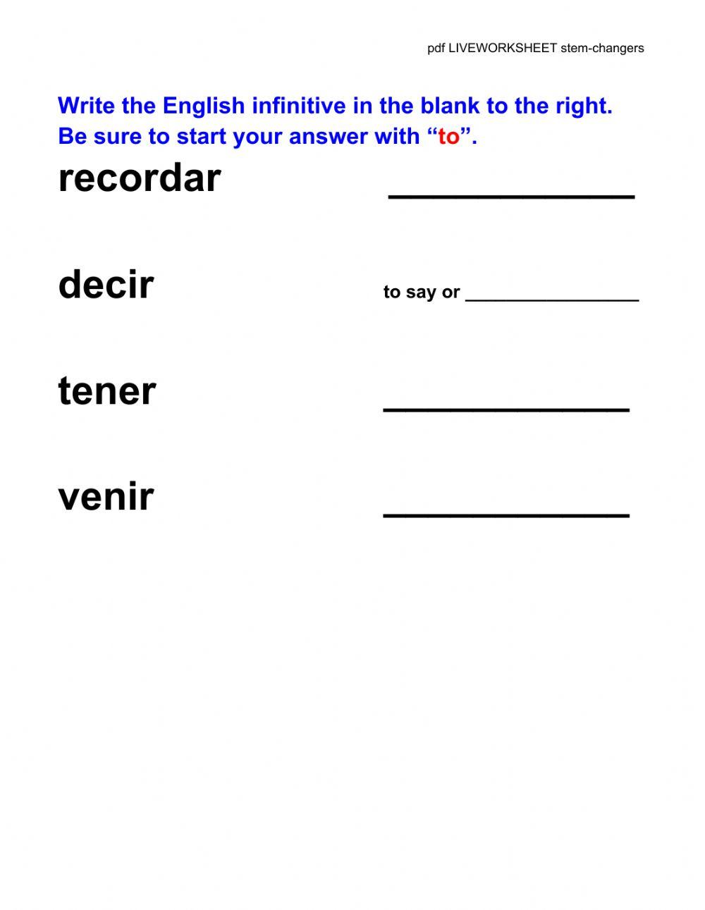 5.3 stem changers meanings