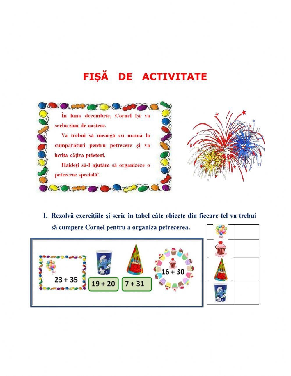 Adunarea și scăderea numerelor până la 100, fără trecere peste ordin