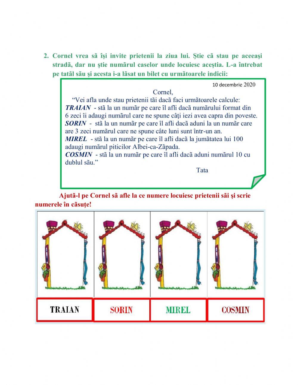 Adunarea și scăderea numerelor până la 100, fără trecere peste ordin